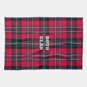 Serviette de cuisine Tartan rouge avec votre texte (Horizontal)