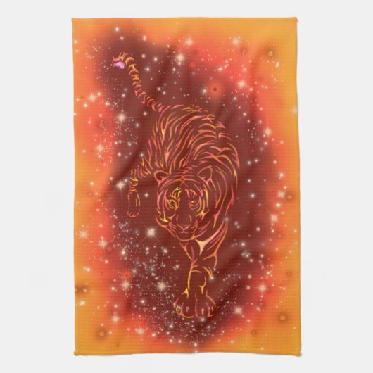 Serviette De Cuisine Tiger Courir À Galaxy Starry (Vertical)
