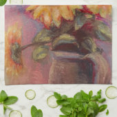 Serviette de cuisine tournesol (Plié)