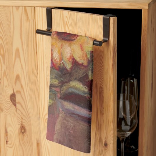 Serviette de cuisine tournesol (Pliage en tiers)