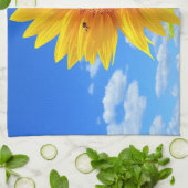 Serviette de cuisine tournesol et abeilles (Plié)