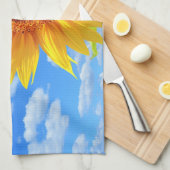 Serviette de cuisine tournesol et abeilles (Quart Plié)