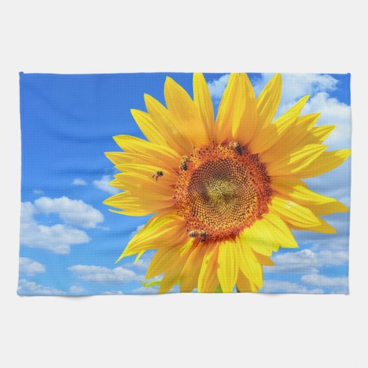 Serviette de cuisine tournesol et abeilles (Horizontal)
