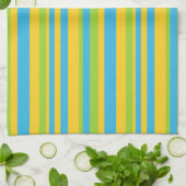 Serviette de cuisine : Trappe jaune turquoise (Plié)