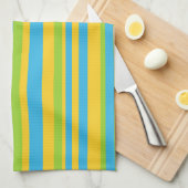 Serviette de cuisine : Trappe jaune turquoise (Quart Plié)