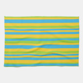 Serviette de cuisine : Trappe jaune turquoise (Horizontal)