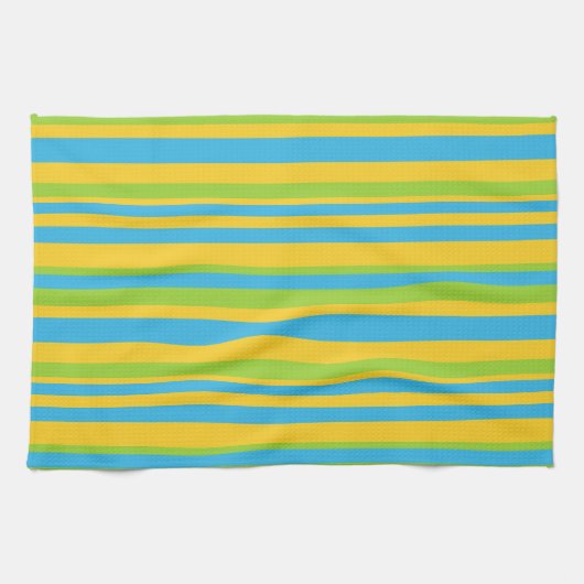 Serviette de cuisine : Trappe jaune turquoise (Horizontal)