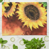 Serviette de cuisine trois tournesols (Plié)