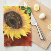Serviette de cuisine trois tournesols (Quart Plié)
