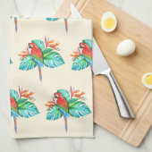 Serviette de cuisine Tropical Macaw Parrot Tan (Quart Plié)