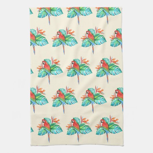 Serviette de cuisine Tropical Macaw Parrot Tan (Vertical)