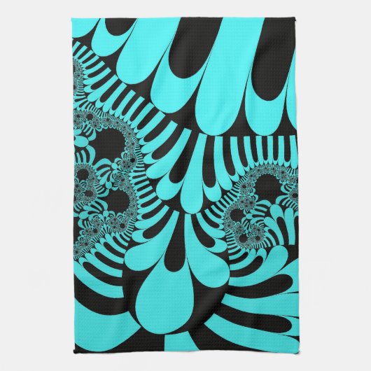 Serviette de cuisine Turquoise Black Mod personnal (Vertical)