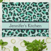 Serviette de cuisine turquoise Blue Empreinte de l (Plié)