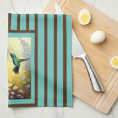 Serviette de cuisine turquoise et Brown à rayures (Quart Plié)