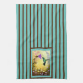 Serviette de cuisine turquoise et Brown à rayures (Vertical)