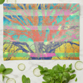 Serviette de cuisine turquoise et multicolore (Plié)