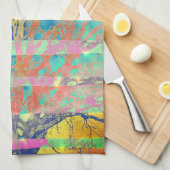 Serviette de cuisine turquoise et multicolore (Quart Plié)