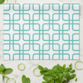 Serviette de cuisine \ turquoise géométriques (Plié)