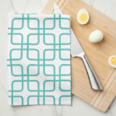 Serviette de cuisine \ turquoise géométriques (Quart Plié)