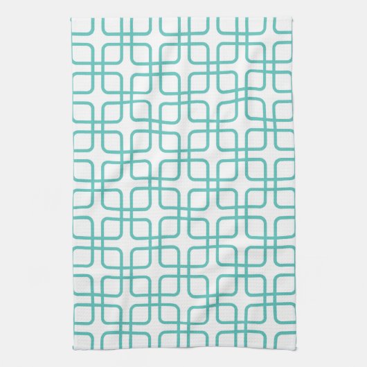 Serviette de cuisine \ turquoise géométriques (Vertical)