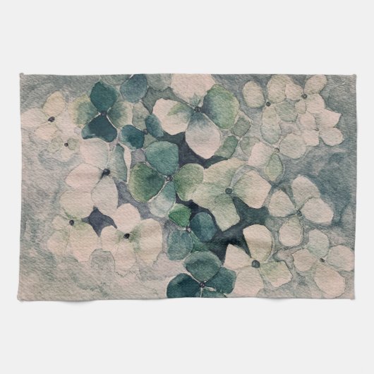 Serviette de cuisine turquoise Hydrangeas (Horizontal)