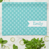 Serviette de cuisine turquoise mignonne de pois (Plié)
