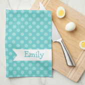 Serviette de cuisine turquoise mignonne de pois (Quart Plié)