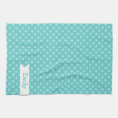 Serviette de cuisine turquoise mignonne de pois (Horizontal)