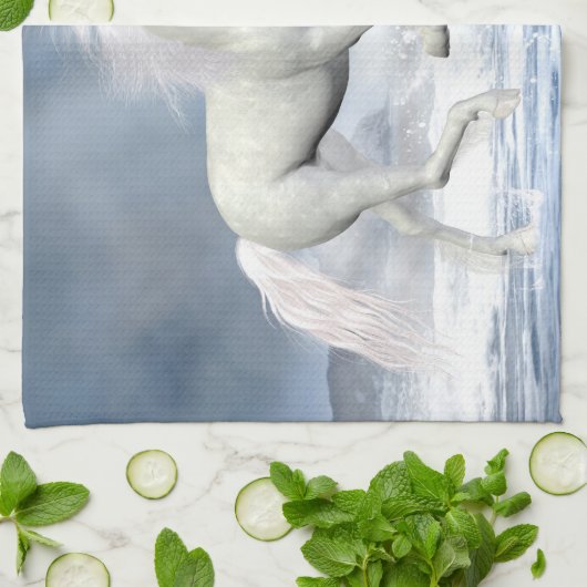 Serviette de cuisine Unicorne blanche (Plié)