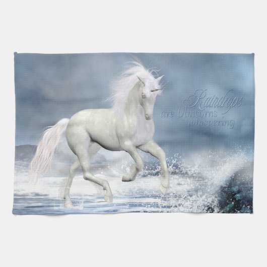 Serviette de cuisine Unicorne blanche (Horizontal)