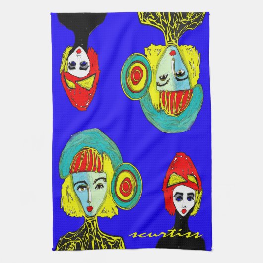 Serviette de cuisine urbaine de visages (Vertical)