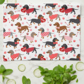Serviette de cuisine Valentine Dachshund (Plié)