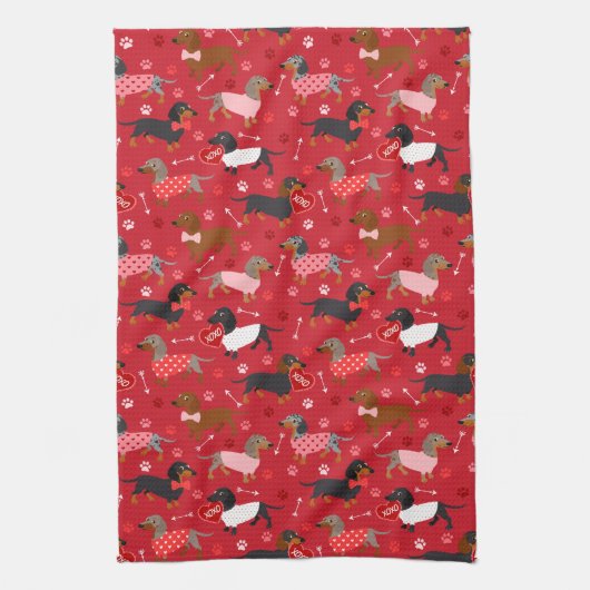 Serviette de cuisine Valentine Dachshund (Vertical)