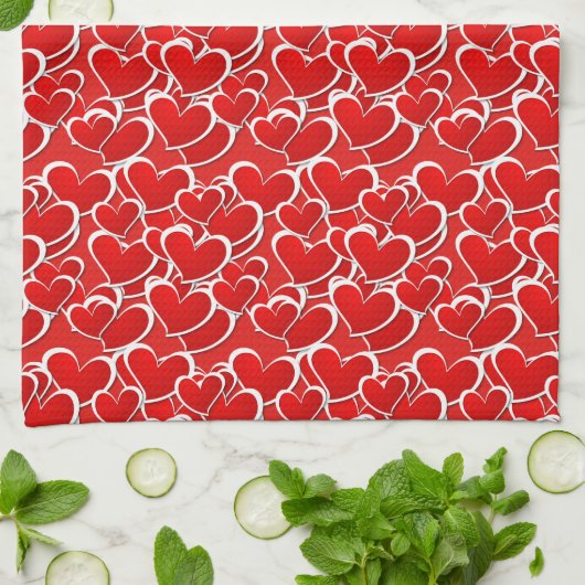 Serviette de cuisine Valentine Hearts (Plié)