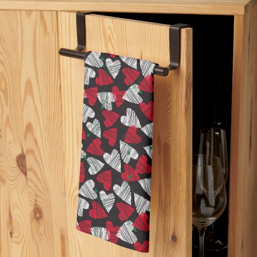Serviette de cuisine Valentine Hearts (Pliage en tiers)