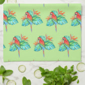 Serviette de cuisine verte à la macaw tropicale (Plié)