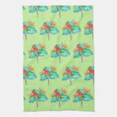 Serviette de cuisine verte à la macaw tropicale (Vertical)