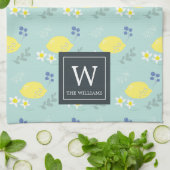 Serviette de cuisine verte à Motif de citron à fle (Plié)