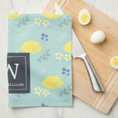 Serviette de cuisine verte à Motif de citron à fle (Quart Plié)