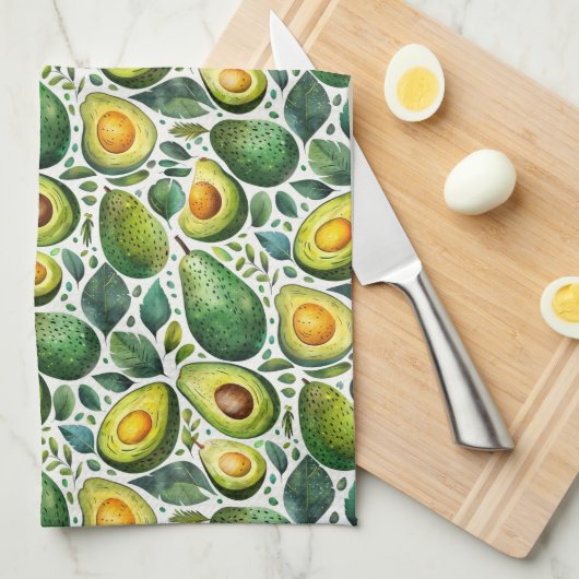 Serviette de cuisine verte Avocado et Herb (Quart Plié)
