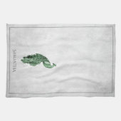 Serviette de cuisine verte Elegant Peacock (Horizontal)