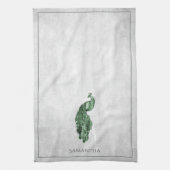 Serviette de cuisine verte Elegant Peacock (Vertical)