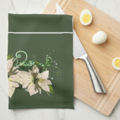 Serviette de cuisine verte et blanche de Noël (Quart Plié)