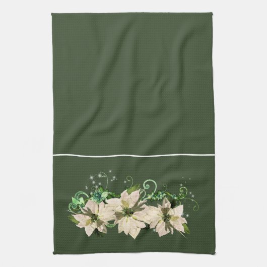 Serviette de cuisine verte et blanche de Noël (Vertical)