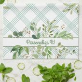 Serviette de cuisine verte feutrée PERSONNALISÉE (Plié)