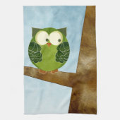 Serviette de cuisine verte mignonne de hibou (Vertical)