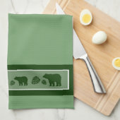 Serviette de cuisine verte rustique de pinecone (Quart Plié)