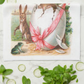 Serviette de cuisine victorienne Vintage de Pâques (Plié)