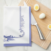 serviette de cuisine vintage de bleu français (Quart Plié)