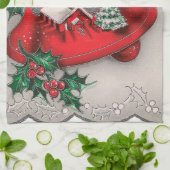 Serviette de cuisine vintage de cloche de vacances (Plié)